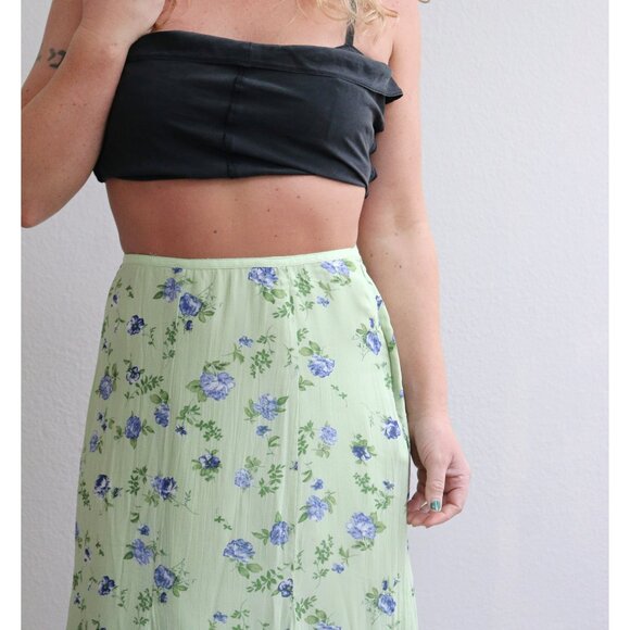 1990's Vintage April Cornell Spring Florals Skirt // Women's Medium to Large - Picture 4 of 11